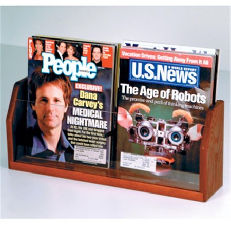 WOODEN MALLET Countertop 2 Pocket Magazine Display in Mahogany WO599445